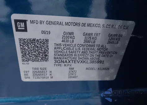 2019 Chevrolet Equinox Lt from USA, damaged, VIN 3GNAXTEVXKL385991